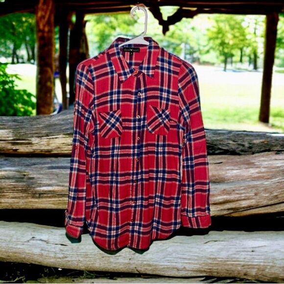 Derek Heart Plaid Flannel Appliqué Michigan Mitten Women’s Size Size Medium EUC - Picture 3 of 16